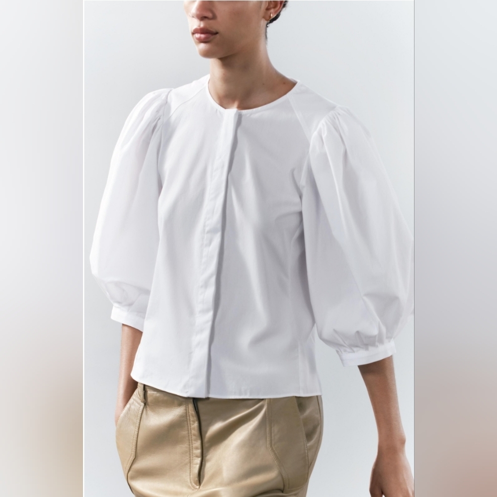 Zara POPLIN BLOUSE ZW COLLECTION Size XL